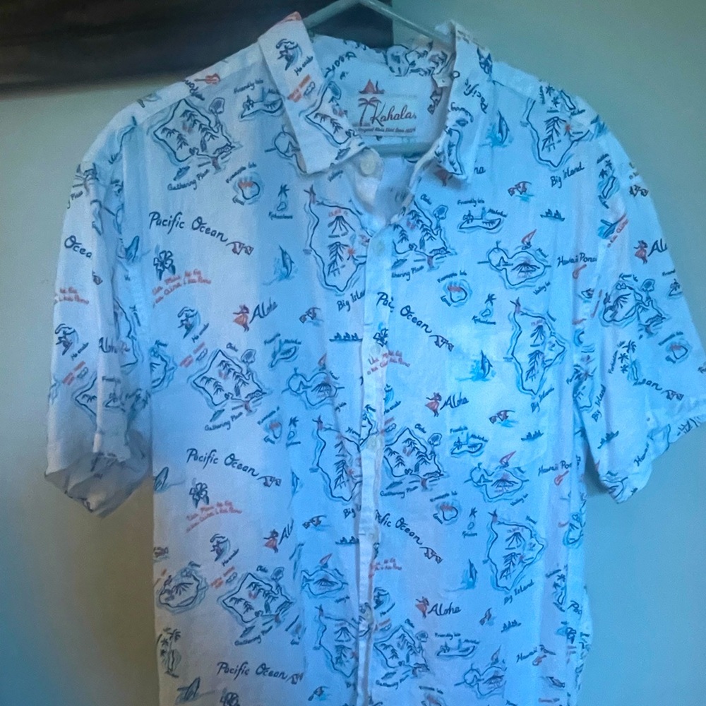 Men’s Kahala Hawaiian Button Down Shirt Size L
